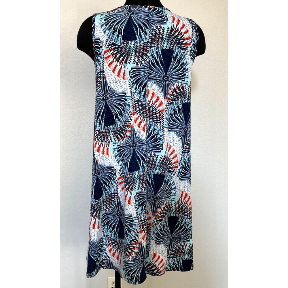 SJS A Line Dress Textured Abstract Star Burst Pattern Red White Blue July 4th LG - Picture 2 of 10